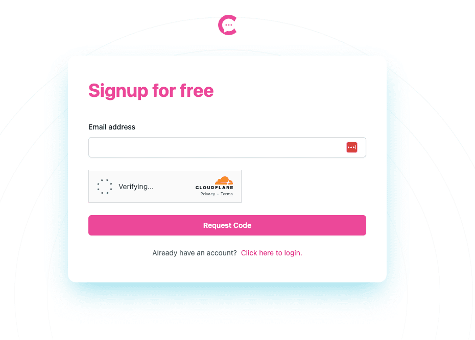 Screenshot from WordPress plugin for ChatPress.ai. Step Create an account